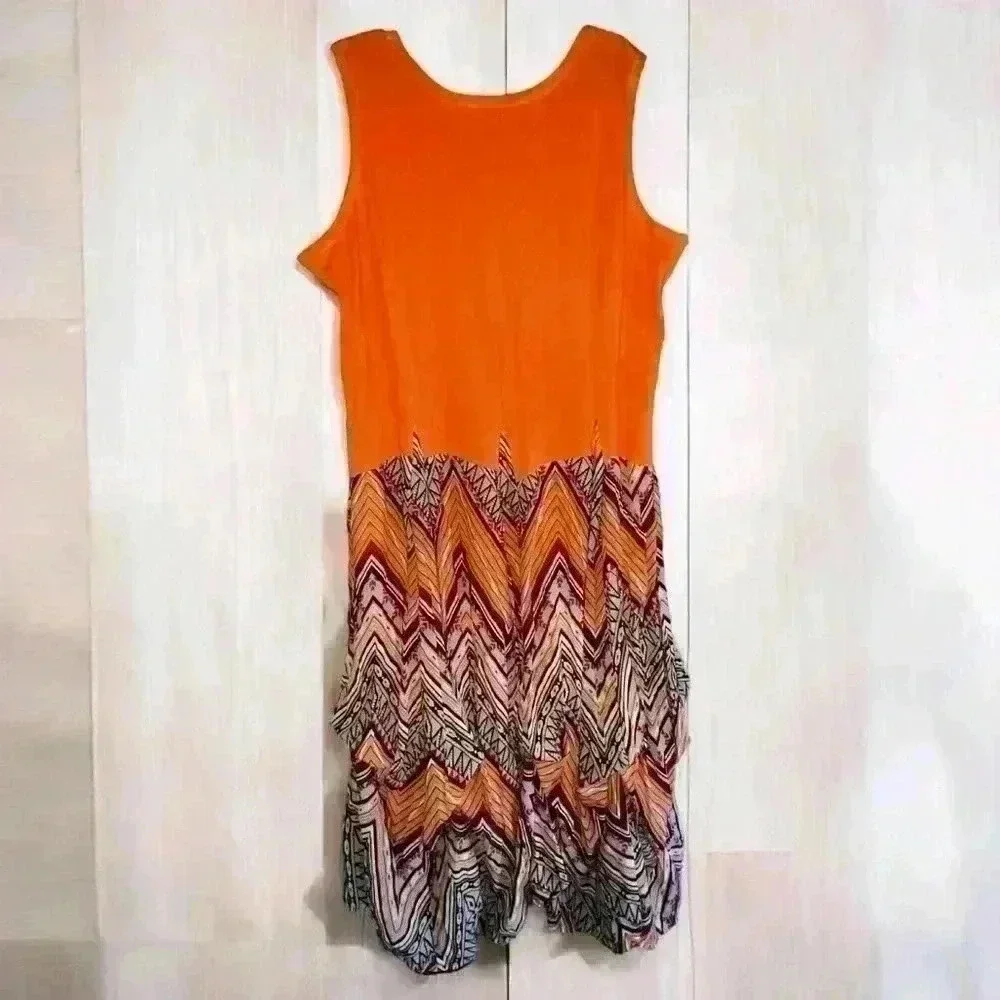 Ashley Stewart Bustle Dress Boho Gypsy Drop Waist Fit Flare Y2K Lagenlook 22/24 - Picture 5 of 10